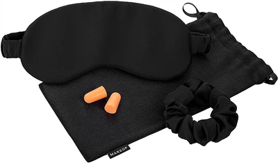 Набор для сна чёрный в подарочном чехле "Relax Time" - MAKEUP Gift Set Black Sleep Mask, Scrunchie, Ear Plugs (1022239-27233986)