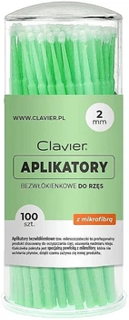 Аппликатор для ресниц без волокна 2 мм, зеленый - Clavier 100шт (1269988-30476537)