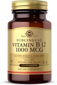 Витамин В12 (цианокобаламин) сублингвальный Solgar Vitamin B12 Sublingual 1000 мкг 100 таб под язык