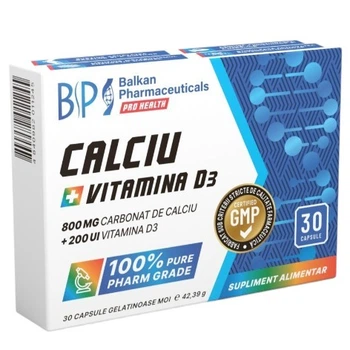 Кальцій та Вітамін Д3 Balkan Pharm Calcium + Vitamin D3 30 капс