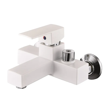 Смеситель для ванны Plamix Kubus-009 EURO SET White (со шлангом, воронкой и кронштейном) (PM0673)