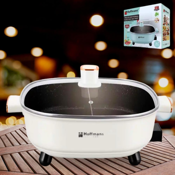 Электрокастрюля с крышкой 6 л Hoffmans Electronics HM-3030 Кастрюля с антипригарным покрытием от сети Бежевая