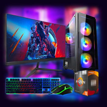 Ігровий комп'ютер "PowerPlay 5600G" | Vega 7 | AMD Ryzen 5 5600G |SSD M.2 | Wi-Fi | WIN11 |Монітор LED IPS 24"| Игровий набір