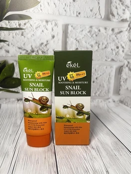 Сонцезахисний крем Ekel Soothing Moisture Snail Sun Block з муцином равлика SPF50 70мл