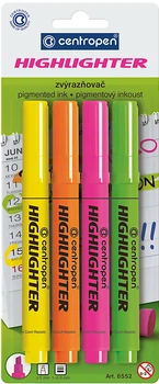 Набір маркерів Highlighter Centropen клиноподібних для виділення тексту на водній основі 1-4.6 мм 4 шт (8552/04)