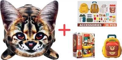 Набор Подарочная игрушка Inka Toys Сервал + Игровой набор 3 в 1 Бургер (4820266221805_1)