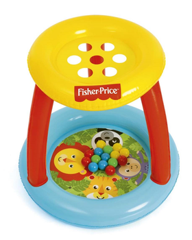Basenik dmuchany dla dzieci Bestway Fisher-Price z daszkiem i piłeczkami 89 x 89 x 84 cm 93541 (6942138961843)