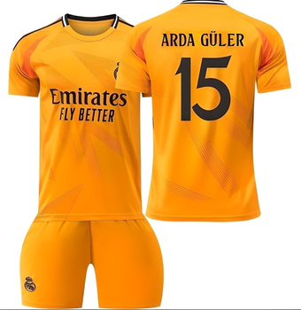 Футбольна форма дитяча Arda Güler (Арда Гюлер) 15 Real Madrid (Реал Мадрид), сезон 24/25, 28 розмір, ріст 150-155 см, помаранчева