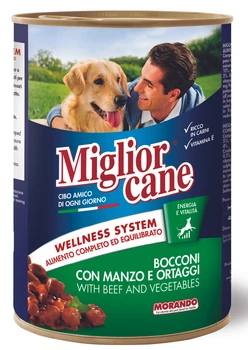 Вологий корм Migliorcane Morando для дорослих собак у вигляді шматочків з яловичиною та овочами 405 г 01221