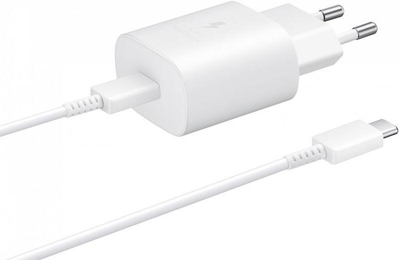 Мережевий зарядний пристрій Samsung Power Adapter EP-TA800 25W USB-C + кабель USB-C to USB-C White (EP-TA800XWE) OEM