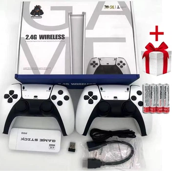 Игровая консоль 128Gb 30000+ игр M15 Pro Plus 4K Game Stick 3D HD стик приставка и 2 беспроводных джойстика + Подарок 4 батарейки для контроллеров