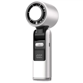 Вентилятор ручной с аккумулятором и дисплеем OG Handheld Fan K801 (с охлаждением) Белый (K801-WS)