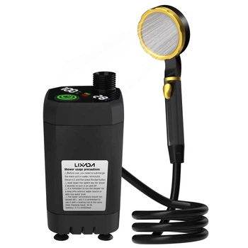 Портативный душ на аккумуляторе Lixada 6000 mAh Переносной Мини Душ с дисплеем для туризма кемпинга Аккумуляторный Черный
