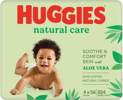 Вологі серветки Huggies Natural Care 56 х 4 шт.