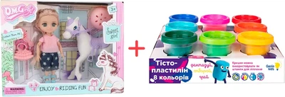 Набір Qunxing Toys Лялька Мія з конем Блондинка + Тісто-пластилін Genio Kids 8 кольорів (6902241800934_2)