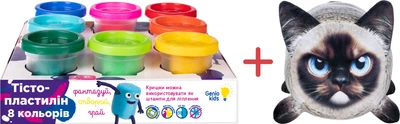 Набор Тесто-пластилин Genio Kids 8 цветов + Подарочная игрушка Inka Toys Сиам (4820266220174_1)