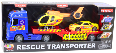 Zestaw zabawek Lean Toys Ratowniczy ze światłami i dźwiękami Ciężarówka + Helikopter + Samochód (21480) (5905991038764)