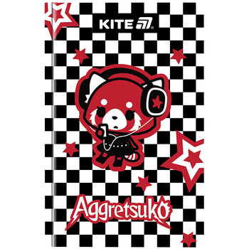 Блокнот Kite Aggretsuko А6 80 аркушів клітинка тверда обкладинка (ar25-199)