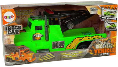 Ciężarówka holownicza Lean Toys Pomoc drogowa z liną 1:10 Zielona (9850) (5904204757737)