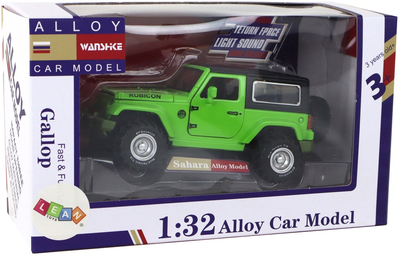 Auto terenowe Lean Toys metalowe z napędem frykcyjnym na baterie 1:32 Zielone (16292) (5905679078259)