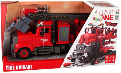 Wóz strażacki Lean Toys do rozkręcania z akcesoriami Czerwony (15923) (5905679074640)