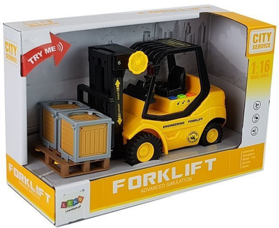 Wózek widłowy Lean Toys z naciągiem, światło i dźwięk 1:16 (6990) (5904665996836)