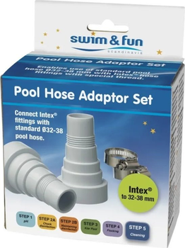 Набір адаптерів для шлангів басейну Swim and Fun som passer til Intex 1614 (5704841016149)