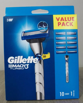 Станок для гоління Gillette Mach3 Turbo 3D з набором з 10 змінних картриджів