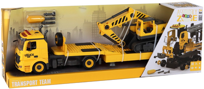 Laweta do składania Lean Toys z koparką gąsienicową ze światłami i dźwiękiem Żółty (17197) (5905991000204)