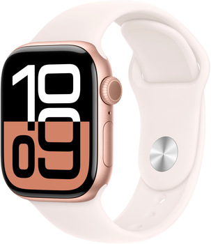 Смарт-годинник Apple Watch Series 10 GPS + Cellular 42mm Rose Gold Aluminium Case with Light Blush Sport Band - S/M (MWX93QH/A)