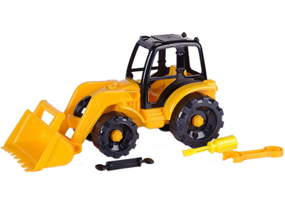 Розвиваючий конструктор Toys-plast "Трактор з ковшем" з викруткою, пластмасовий набір для дітей