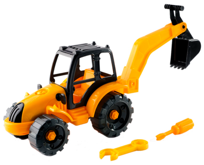 Конструктор на шурупах Toys-plast "Трактор екскаватор" з викруткою, розвиваюча іграшка для дітей