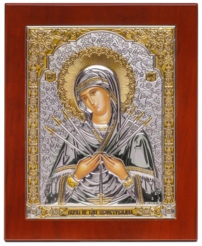 Ікона срібна Ekklesia Семистрільна Богородиця (23x27,9 см.) (6699/4WM)