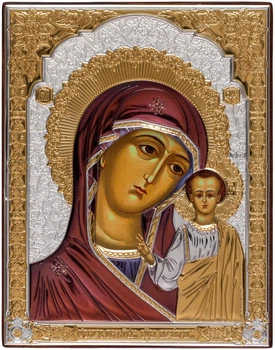 Ікона срібна Ekklesia Казанська Богородиця (14,1x18,1 см.) (6690/3CO)