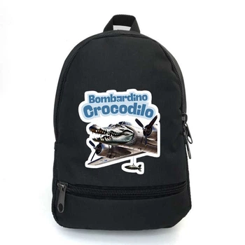 Рюкзак детский Бомбардиро Крокодило итальянский мем Брейнрот Cappuccino Toys (brainrot mem Bombardiro Crocodilo 001-black) черный, размер 35 х 28 х 13 см