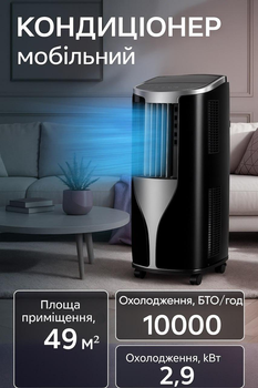 Б/У Мобильный кондиционер Klarstein New Breeze ECO 10 000 BTU / 2.9 кВт, до 49 м², черный