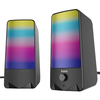Акустика для ПК HOCO DS14 RGB Rhythmic Spectrum desktop speaker 10W, USB, 3.5mm, Mic, black