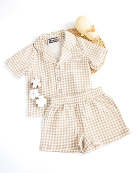 Піжама дитяча літня в клітинку Sleep Alwair Kids Бежевий 86см 81157