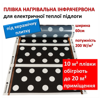 Инфракрасный теплый пол Монокристалл ЭНП - 6 120 Вт м/п, под плитку, ширина 60 см