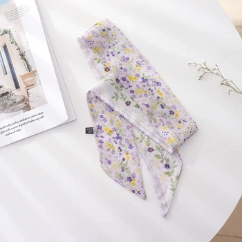 Хустинка-стрічка твіллі для волосся на шию на руку на сумку Honey Fashion Accessories фіолетовий (12-348/5)