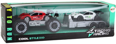 Zestaw zabawek Lean Toys Auto terenowe z lawetą Czerwone + Pojazd sportowy (17490) (5905991003205)