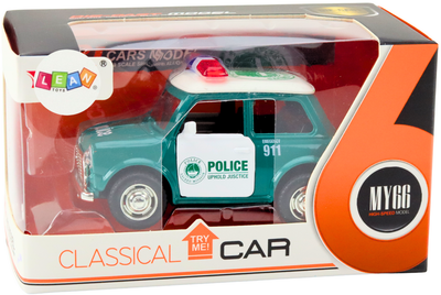 Autko policyjne Lean Toys klasyczne z napędem światłami i dźwiękami 1:38 Zielony (20665) (5905991029533)