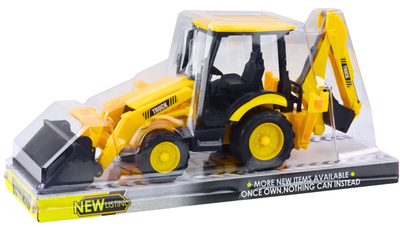 Koparka budowlana Lean Toys z napędem i z dwiema ruchomymi łyżkami Żółto-czarna (22601) (5905991049500)