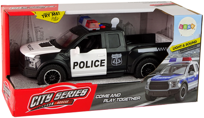 Pojazd terenowy Lean Toys Policja z otwieranymi drzwiami oraz z dźwiękiem i światłami Czarny (16943) (5905884455364)