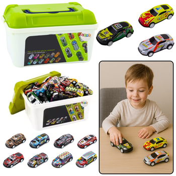 Zestaw zabawek Lean Toys Resoraki w skrzynce kuferku (20270) 50 szt (5905991025535)