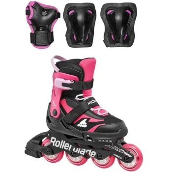 Ролики с комплектом защиты Rollerblade Microblade Combo 36,5-40,5 Чорний-Рожевий