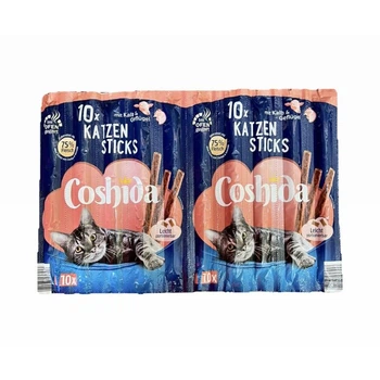 Ласощі для котів Coshida MEGA PACK м'ясні палички з телятиною та свійським птахом, 20 шт х 5 г