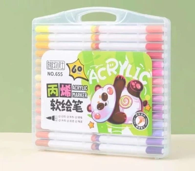 Фломастеры акриловые пигментные Water Color Pen 60 шт художественные маркеры для рисования с кейсом