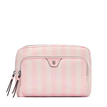 Косметичка рожева Victoria’s Secret Travel Makeup Pouch Heritage Stripe