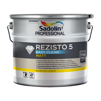 Акрилова фарба, для стін брудовідштовхувальна Sadolin Professional Rezisto 5 Easy Clean, 9,3 л , безбарвна, матовий,BW
